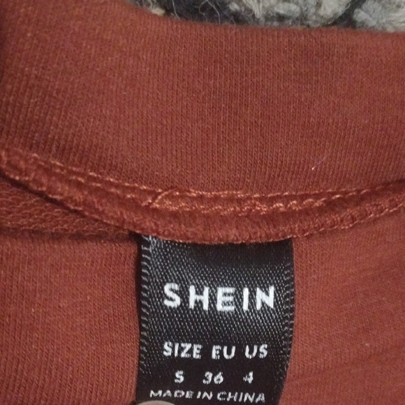 SHEIN Rust Cold Shoulder Top Sweater Material with Colorful Straps - Picture 2 of 8